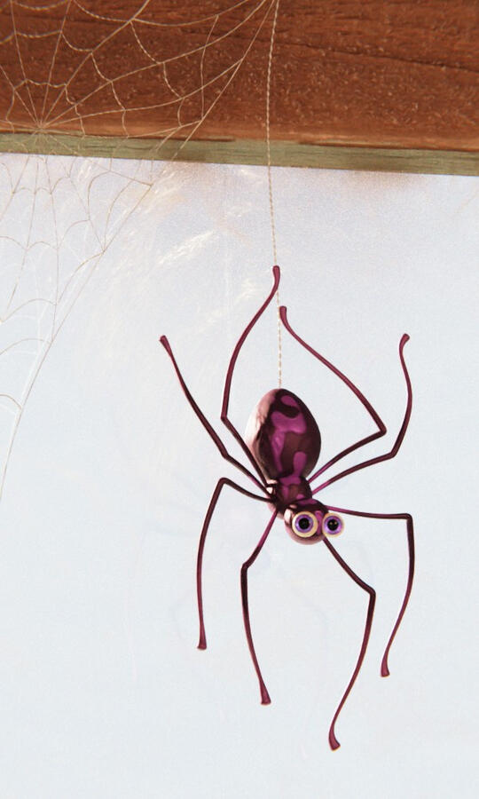 3d illustration of a cute purple spider.