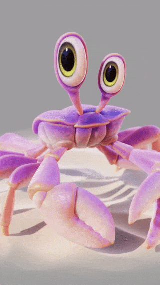 Free .blend of a cute purple crab 3d character.