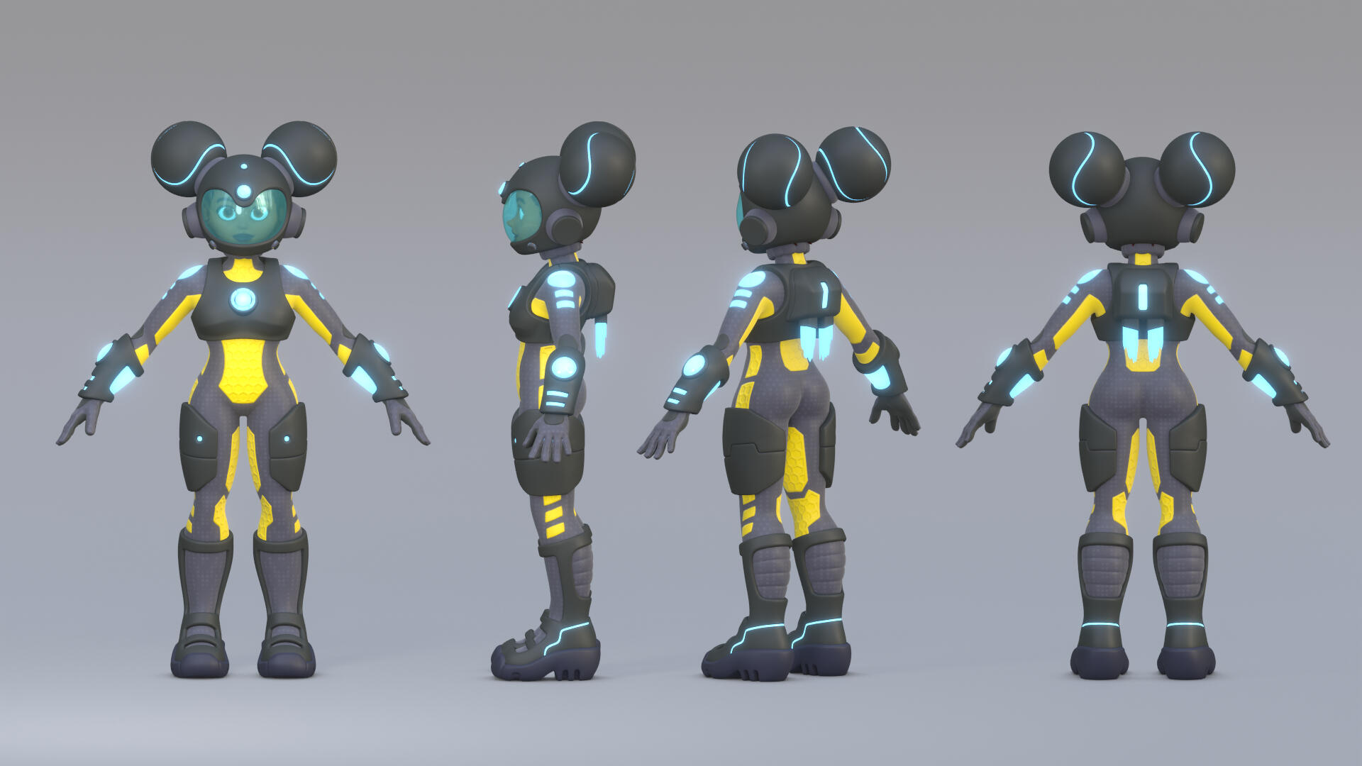 Character with space suit